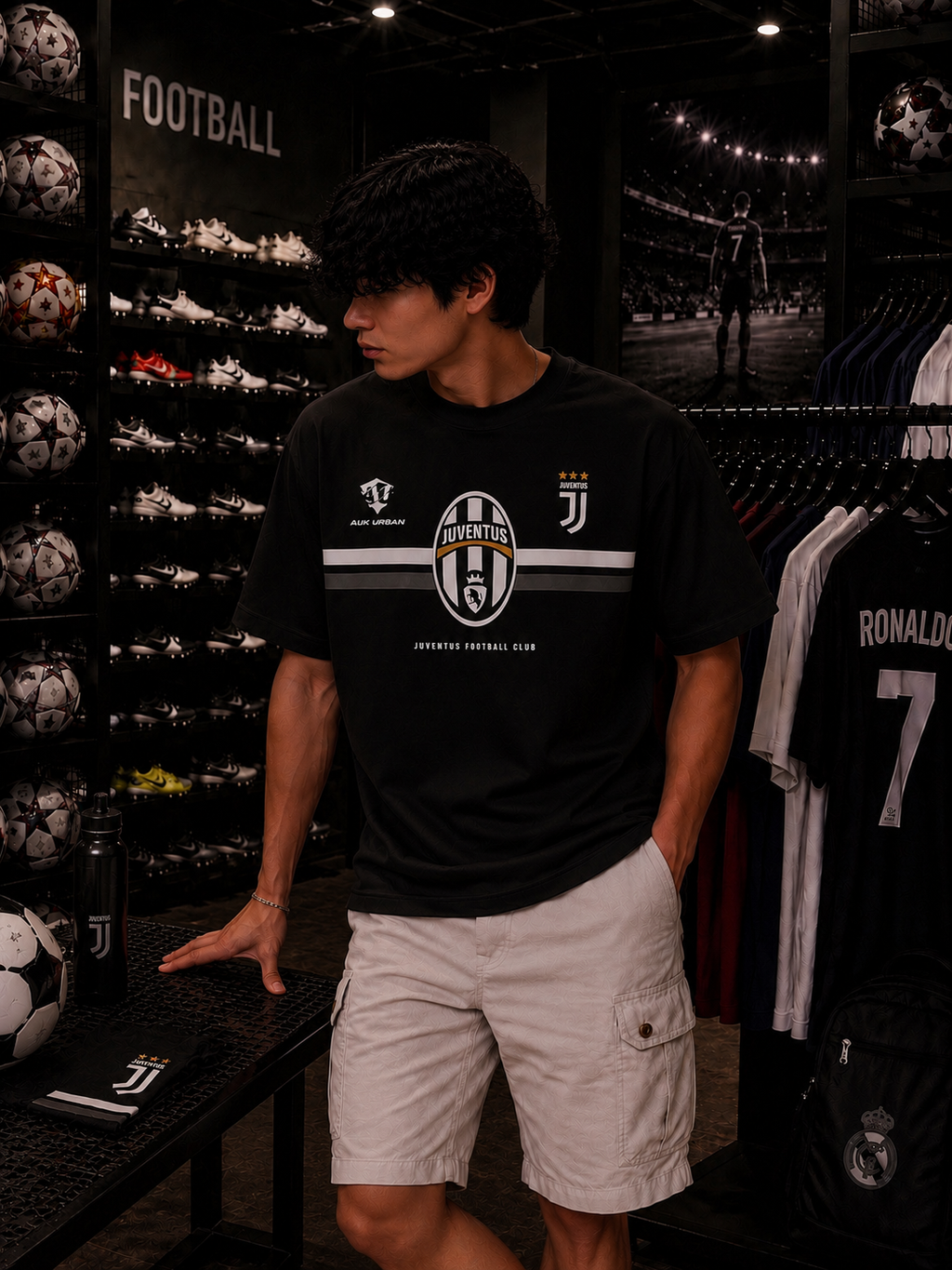 JUVENTUS BLACK - OVERSIZED TEE – 200 GSM