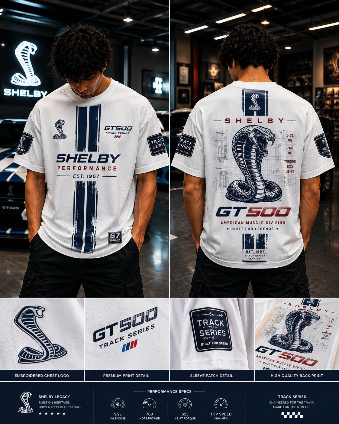 GT 500 HERITAGE OVERSIZED BLACK T-SHIRT | PREMIUM HEAVYWEIGHT COTTON STREETWEAR – 220 GSM