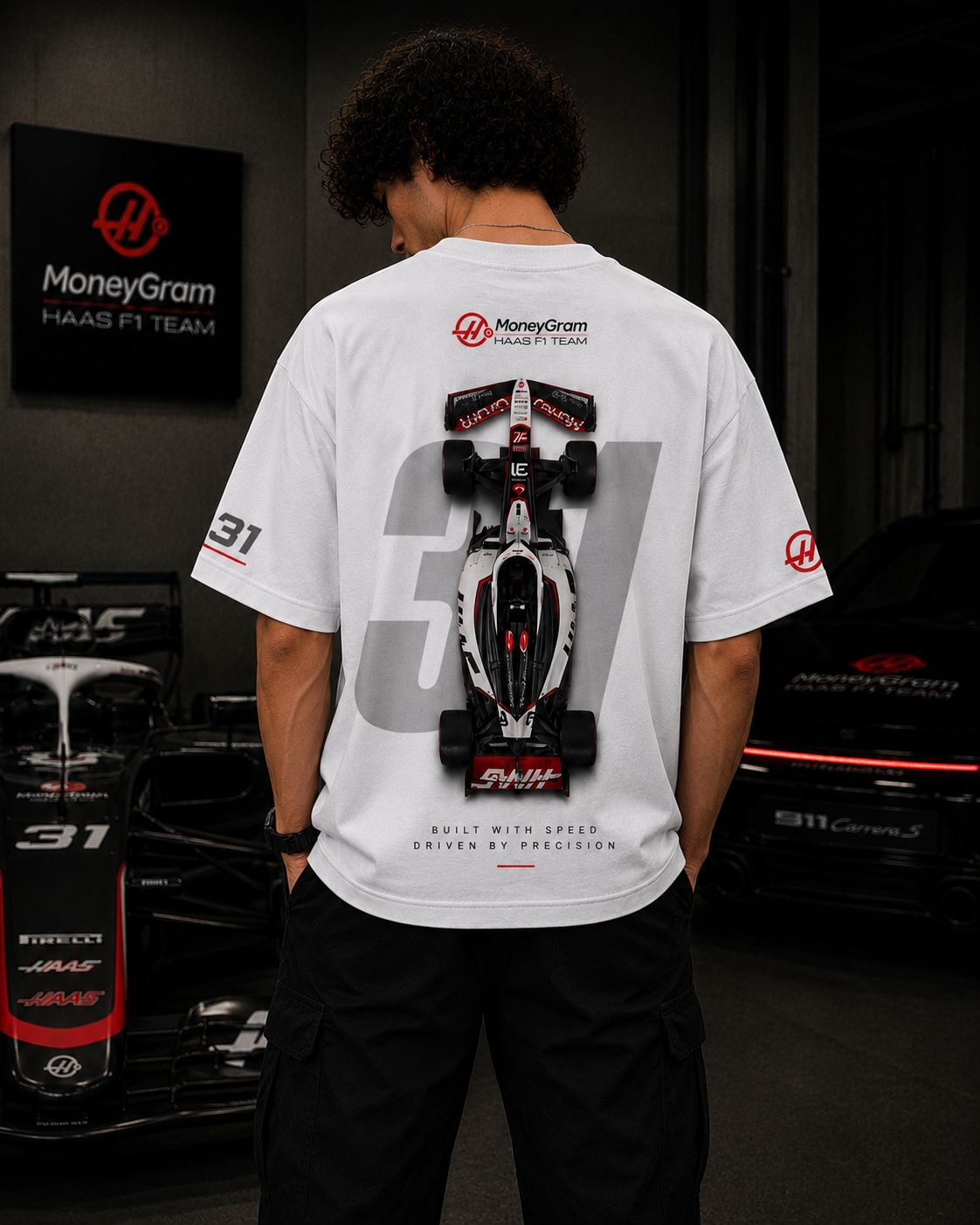 FORMULA RACING OVERSIZED WHITE T-SHIRT | PREMIUM MOTORSPORT STREETWEAR – 220 GSM
