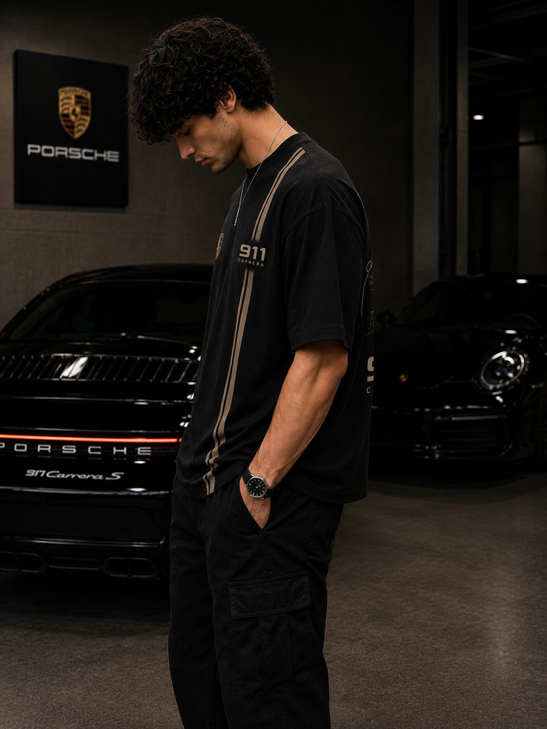 PORSCHE 911 HERITAGE OVERSIZED BLACK T-SHIRT | PREMIUM AUTOMOTIVE STREETWEAR – 220 GSM