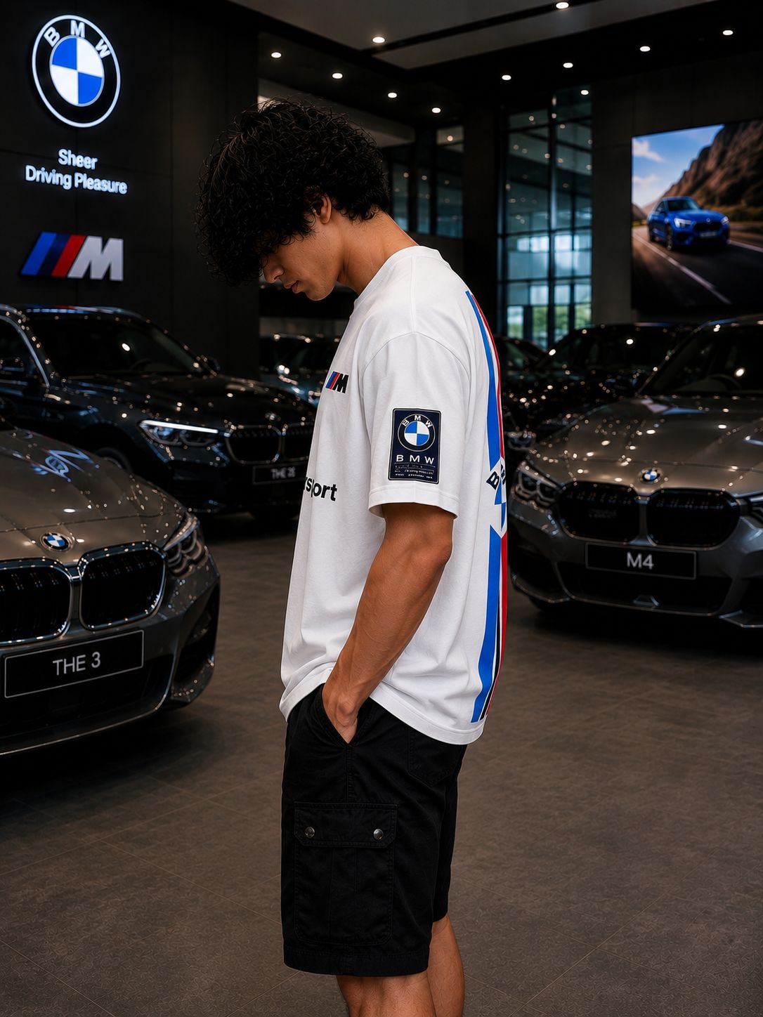 BMW M MOTORSPORT OVERSIZED WHITE T-SHIRT | PREMIUM PERFORMANCE STREETWEAR – 220 GSM