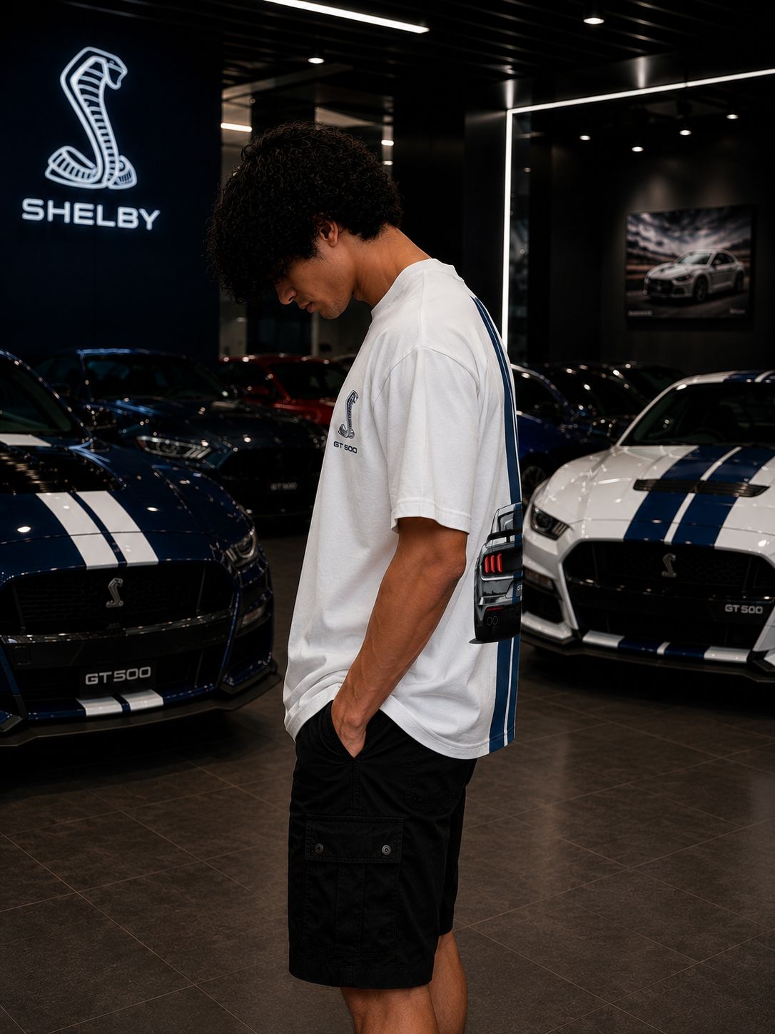 SHELBY GT500 OVERSIZED WHITE T-SHIRT | PREMIUM MUSCLE CAR STREETWEAR – 220 GSM