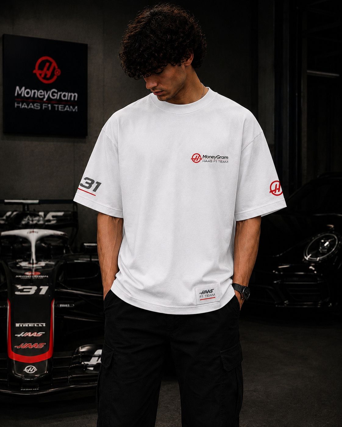 FORMULA RACING OVERSIZED WHITE T-SHIRT | PREMIUM MOTORSPORT STREETWEAR – 220 GSM