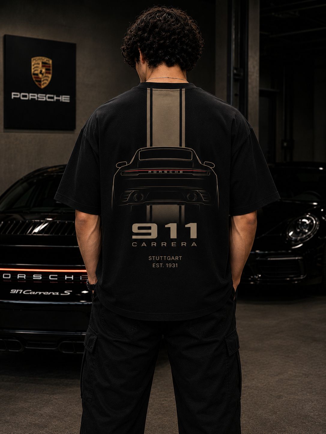 PORSCHE 911 HERITAGE OVERSIZED BLACK T-SHIRT | PREMIUM AUTOMOTIVE STREETWEAR – 220 GSM