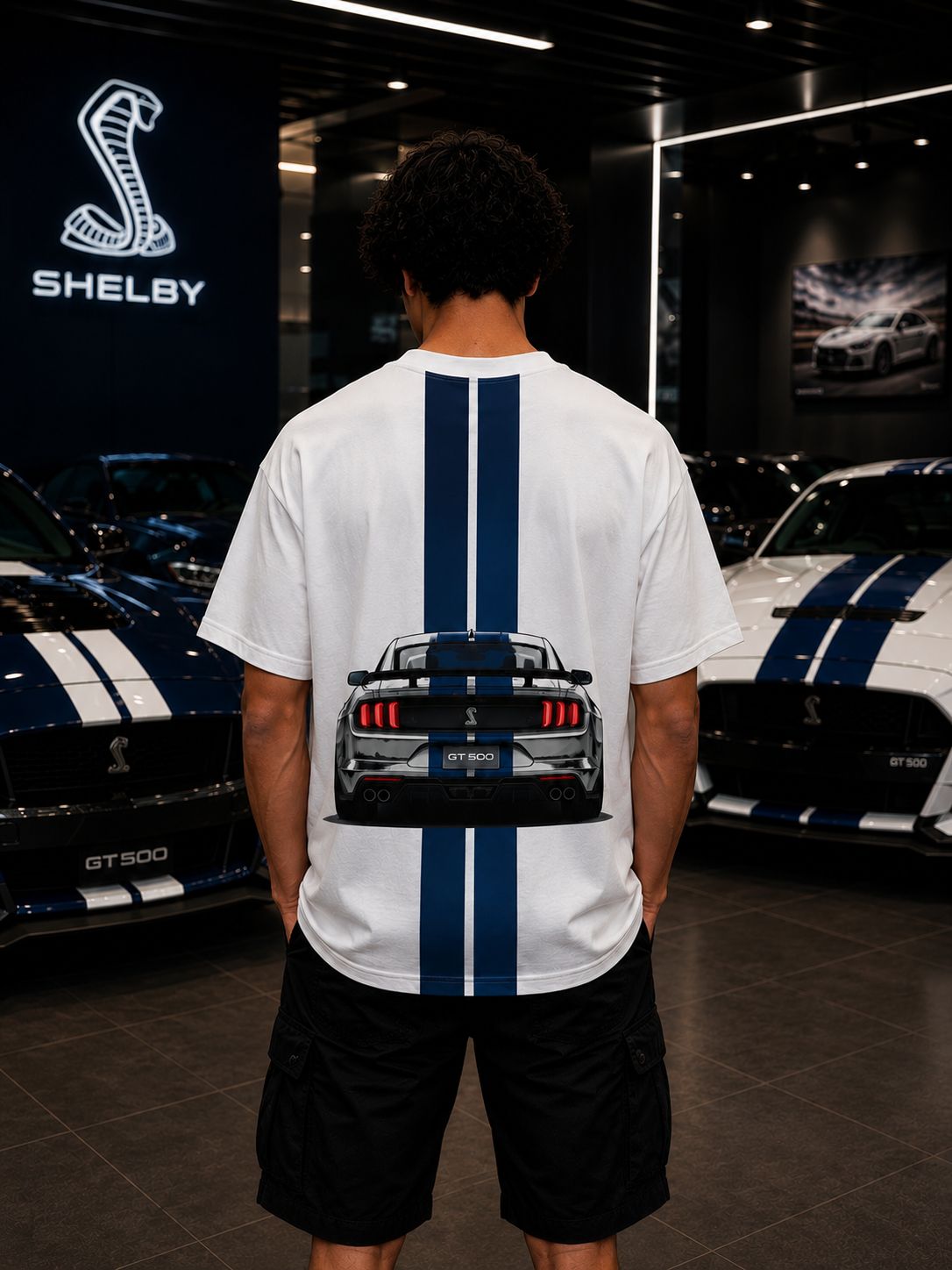 SHELBY GT500 OVERSIZED WHITE T-SHIRT | PREMIUM MUSCLE CAR STREETWEAR – 220 GSM