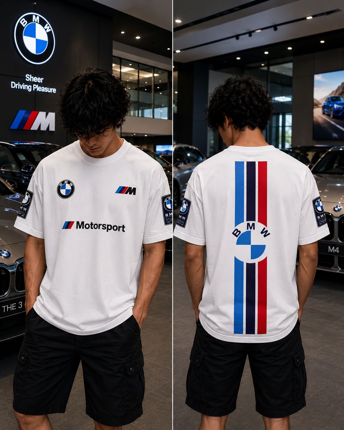 BMW M MOTORSPORT OVERSIZED WHITE T-SHIRT | PREMIUM PERFORMANCE STREETWEAR – 220 GSM